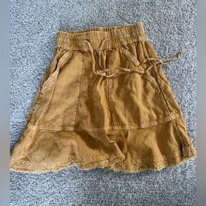Pilcro Anthropologie Flounced Mini Skirt, Linen blend, ;Size: XS
